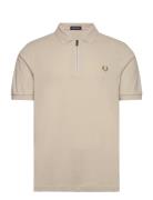 Sport 1 Zip Neck Polo Tops Polos Short-sleeved Beige Fred Perry