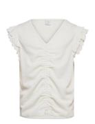 Top With Frill Sleeve Tops T-shirts Sleeveless White Lindex