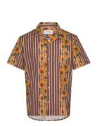 Noel Sunstripe Shirt Designers Shirts Short-sleeved Brown Woodbird