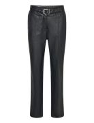 Leather-Effect Trousers With Belt Bottoms Trousers Leather Leggings-Bu...