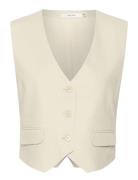 Lizagz Linen Waistcoat Tops Blouses Sleeveless Cream Gestuz