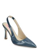 Ayanna Glittery Lacquer Shoes Heels Pumps Sling Backs Blue Custommade