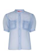 Cam Tops Shirts Short-sleeved Blue Custommade