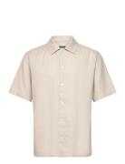 Wbbanks Linen Shirt Designers Shirts Short-sleeved Beige Woodbird