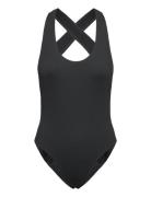 Nike Elevated Essential Pucker Crossback Piece Sport Swimsuits Black N...