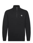 Blu Halfzip Jumper Tops Knitwear Half Zip Jumpers Black Double A By Wo...