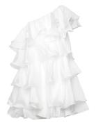Amber Shoulder Frill Mini Dress Designers Short Dress White Malina