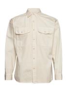 Anf Mens Wovens Tops Overshirts Cream Abercrombie & Fitch