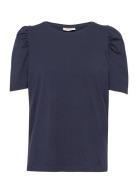Fqfenja-Tee-Puff Tops T-shirts & Tops Short-sleeved Blue FREE/QUENT