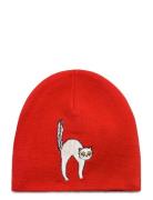 Angry Cat Patch Hat Accessories Headwear Hats Beanie Red Mini Rodini