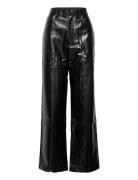 Pants Pu Straightleg Bottoms Trousers Leather Leggings-Bukser Black RO...