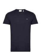 Slim Shield V-Neck T-Shirt Tops T-Kortærmet Skjorte Navy GANT