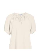 Vinova S/S Top/Tes Tops Shirts Short-sleeved Cream Vila