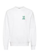 Callan Printed Crew Tops Sweatshirts & Hoodies Sweatshirts White J. Li...