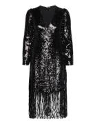 Yasflapper 7/8 Sequin Dress - Show Knælang Kjole Black YAS