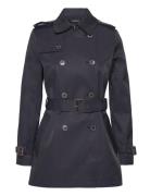 Belted Cotton-Blend Trench Coat Trenchcoat Frakke Navy Lauren Ralph La...