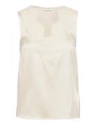 Silk Top W Lace Tops Blouses Sleeveless Cream Rosemunde