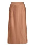 D1. Pleated Jersey Skirt Knælang Nederdel Brown GANT