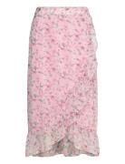 Vmsmilla H/W Wrap Skirt Wvn Ga Knælang Nederdel Pink Vero Moda