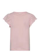 Short-Sleeved Ruffle T-Shirt Tops T-Kortærmet Skjorte Pink Mango
