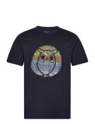 Regular Circled Owl Printed T-Shirt Tops T-Kortærmet Skjorte Navy Know...