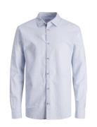 Jjesummer Linen Blend Shirt Ls Sn Tops Shirts Casual Blue Jack & J S