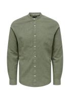 Onscaiden Ls Solid Linen Mao Shirt Noos Tops Shirts Casual Green ONLY ...