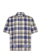 Wbbanks Emboid Shirt Designers Shirts Short-sleeved Blue Woodbird