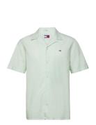 Tjm Linen Blend Camp Shirt Ext Tops Shirts Short-sleeved Green Tommy J...