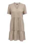 Onltiri-Caro S/S V-Neck Lin Dress Cc Pnt Kort Kjole Beige ONLY