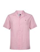 Tjm Linen Blend Camp Shirt Ext Tops Shirts Short-sleeved Pink Tommy Je...