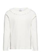 Top Drop Needle Frill Collar Tops T-shirts Long-sleeved T-Skjorte Whit...