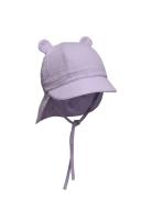 Summer Hat Ears Muslin Solhat Purple Huttelihut