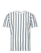 Striped Piqué Tee S/S Tops T-Kortærmet Skjorte White Lindbergh