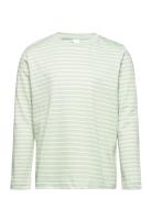 Top L S Basic Stripe Tops T-shirts Long-sleeved T-Skjorte Green Lindex