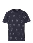 Owl Aop T-Shirt - Gots/Vegan Tops T-Kortærmet Skjorte Navy Knowledge C...