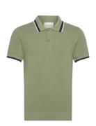 Cotton Pique Ss Polo Tops Knitwear Short Sleeve Knitted Polos Green GA...