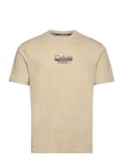 Cut Through Logo T-Shirt Tops T-Kortærmet Skjorte Beige Calvin Klein