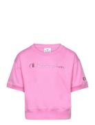 Crewneck Croptop T-Shirt Sport T-Kortærmet Skjorte Pink Champion