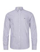 Slim Oxford Banker Stripe Shirt Tops Shirts Casual Blue GANT