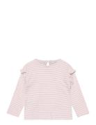 Striped Long Sleeves T-Shirt Tops T-shirts Long-sleeved T-Skjorte Pink...