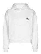 Woven Label Hoodie Tops Sweatshirts & Hoodies Hoodies White Calvin Kle...