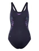 Womens Placement Muscleback Sport Swimsuits Navy Speedo