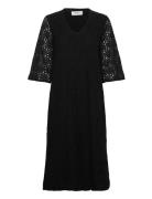 Lace Caftan Knælang Kjole Black Rosemunde