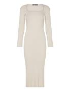 Knitted Midi Dress Knælang Kjole Cream Gina Tricot