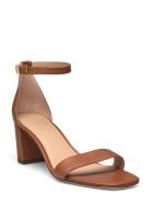 Burnished Calf-Logan-Sn-Hes Sandal Med Hæl Brown Lauren Ralph Lauren