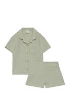 Set Shirt Shorts Gauze Sets Sets With Short-sleeved T-shirt Green Lind...