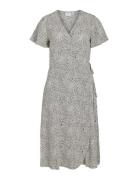 Vilovie S/S Wrap Midi Dress - Noos Knælang Kjole Beige Vila