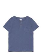 Top Ss Essentials W Placket Tops T-Kortærmet Skjorte Blue Lindex