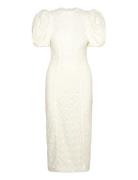 Lace Midi Fitted Dress Knælang Kjole White ROTATE Birger Christensen